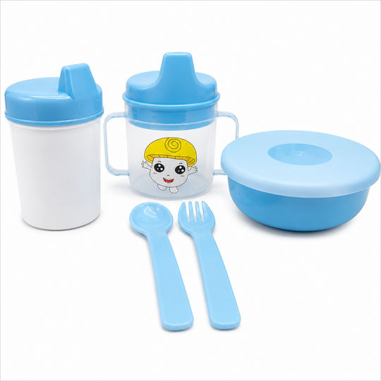 Set de hrană din plastic albastru 6 buc