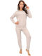 Donna Sommerliches Damen-Set Pyjamas Baumwoll Beige