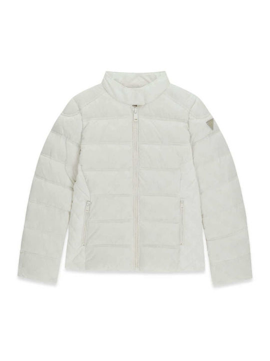Guess Παιδικό Καπιτονέ Μπουφάν Κοντό Off White