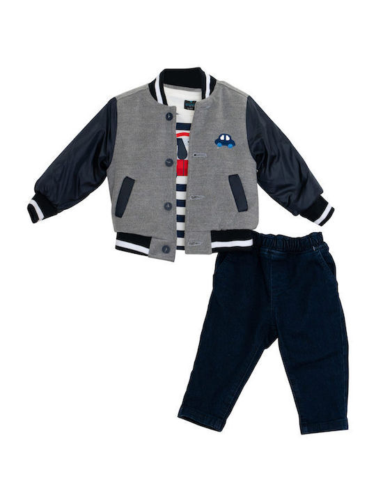 Restart Kids Set with Pants & Coat 3 Pieces Grey