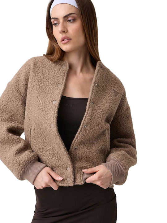 Guess Κοντό Γυναικείο Bomber Jacket Brown