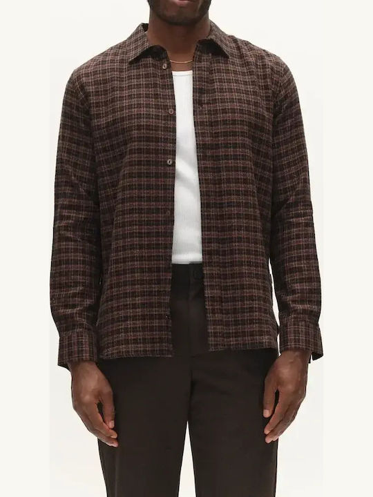 Long Sleeve Shirt in Regular Fit Checked Brown