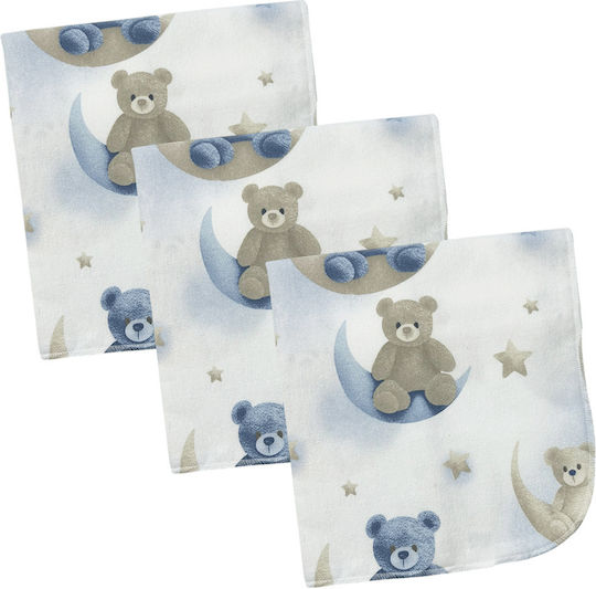 Bunny Bebe Фланелени Одеяла За Пелени Сини 80x80см 3 Бройки