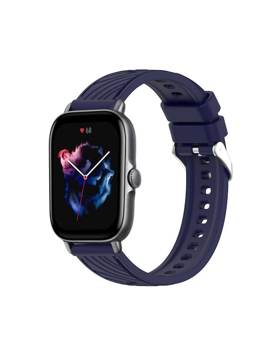 Amazfit Gts 3 Stripe Texture 20mm Silicone Watch Band Midnight Blue