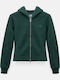 Fleece Gestrickte Damen Strickjacke mit Reissverschluss Grüne