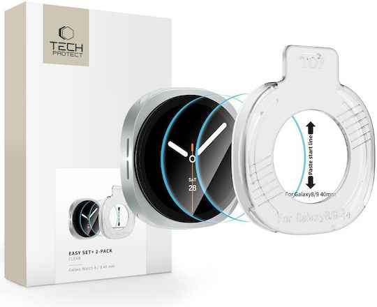 Tech-Protect Easy Set+ Gehärtetes Glas Für Samsung Galaxy Watch 8 / 9 (40 Mm) 1 Stück