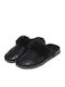 Leather Winter Women's Black Slippers