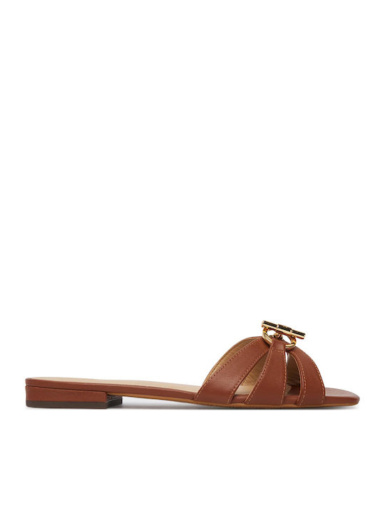 Leather Women's Flat Sandals Beige