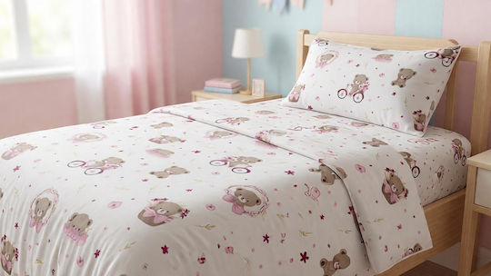 MayHome Polycotton Set Kids Duvet Cover Single With Pillowcase Pink 160x240cm