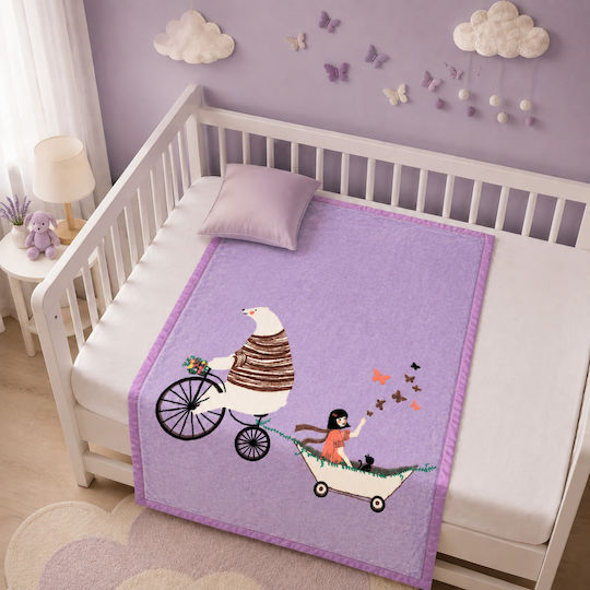 Kamtex Baby Babydecke Wickeltücher für Kinderzimmer Samt Lila 110x130cm