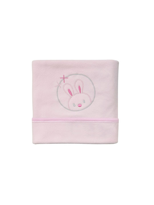 Bunny Bebe Κουβέρτα Αγκαλιάς & Λίκνου Fleece Ρο...