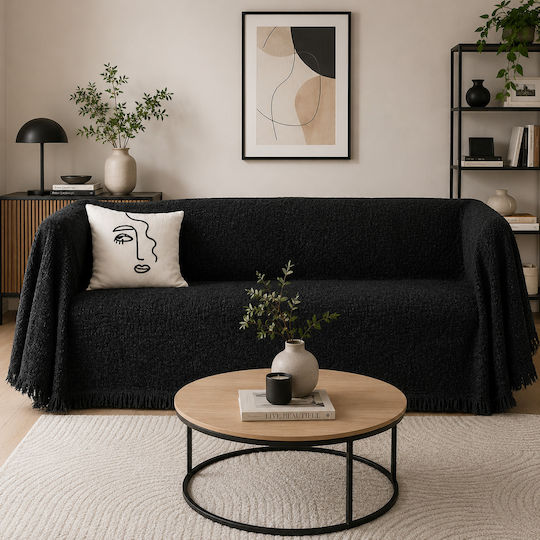 ForHome Cuverturi Pentru Canapea De Fotoliu Șenilă 180x180cm Negru