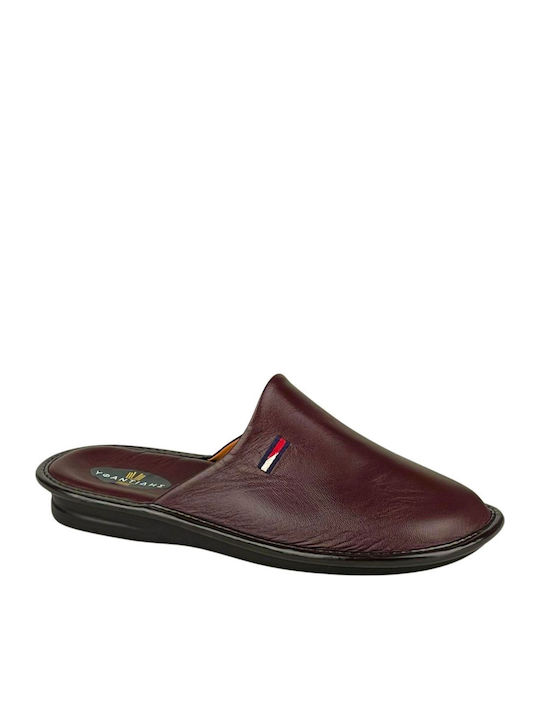 Yfantidis Leder Herren Hausschuhe Burgundisch