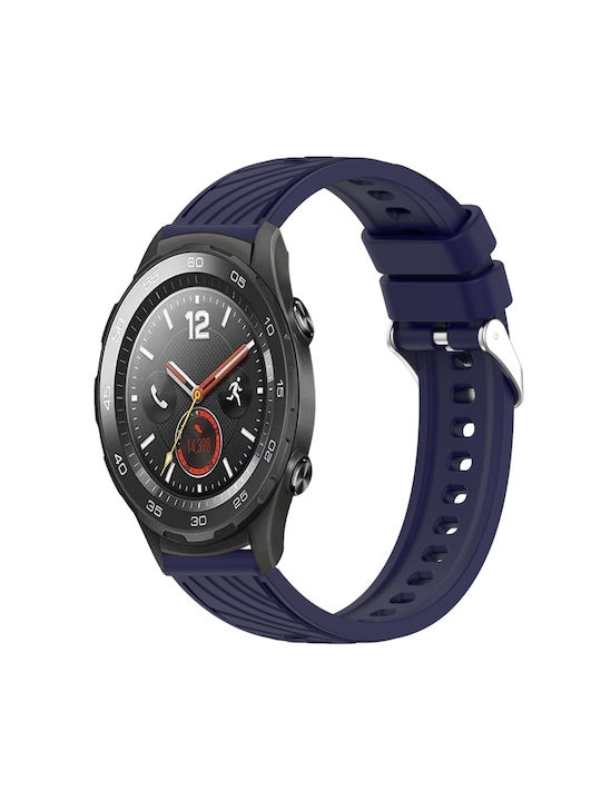 Huawei Watch 2 Каишка с райе и текстура 20 мм силиконова за часовник Тъмносиня