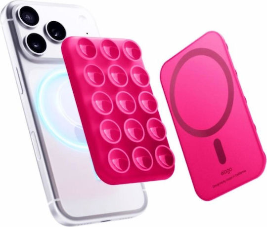 Стойка Elago Phone Mount За Мобилни Smartphones Magsafe & Вендуза Силикон Ice Red Emssuction-ired