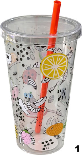 TnS Wasserbrille Kunststoff mit Strohhalm 600ml
