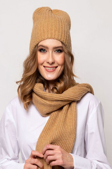 Beanie Căciulă Pentru Femei Tricotată În Culoare Aurie