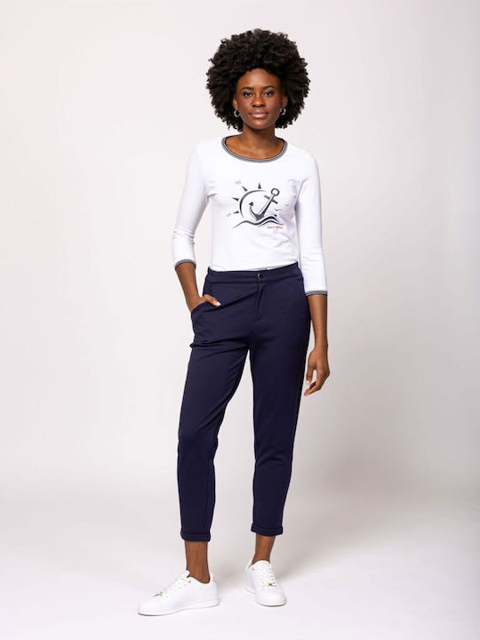Pantaloni Dama Tesatura Albastru Marin