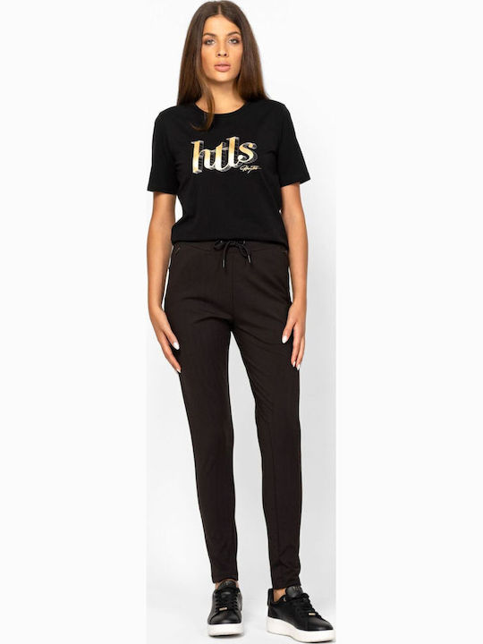 Pantaloni Dama Din Țesătură Negru