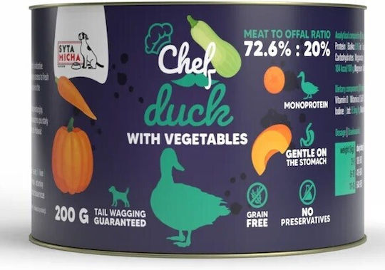 Syta Micha Chef Wet Dog Food With Duck And Vegetables Grain-Free 200gr