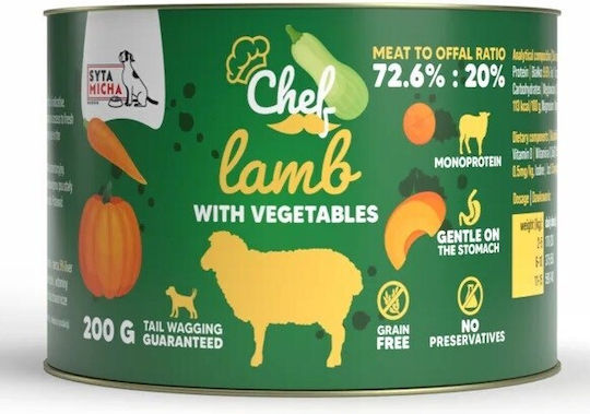 Syta Micha Chef Wet Dog Food With Lamb And Vegetables Grain-Free 200gr