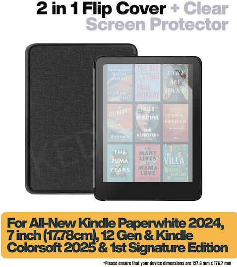 Inkora Флип Капак Издръжлив Прозрачен (Kindle Paperwhite 2024, Kindle Colorsoft 2025)