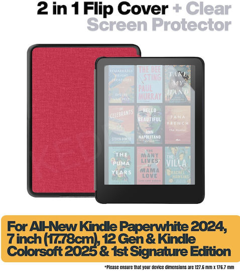 Inkora Флип Капак Издръжлив Прозрачен (Kindle Paperwhite 2024, Kindle Colorsoft 2025)