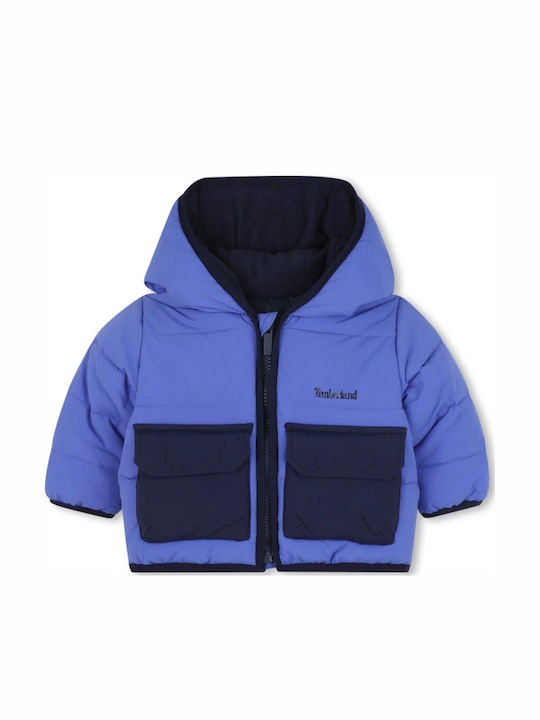 Kids Casual Short Jacket with Lining & Hood Blue