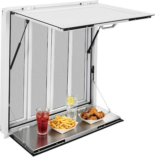Vevor Concession Folding Window Shelf 915x915mm Service Window Aluminum Alloy Food Truck Up To 85 Degrees 4 Sliding Windows Awning Door Tow Hook Water Resistant