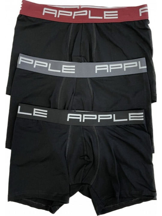 Apple Boxer Σετ Παιδικά Μποξεράκια 3τμχ Μαύρα