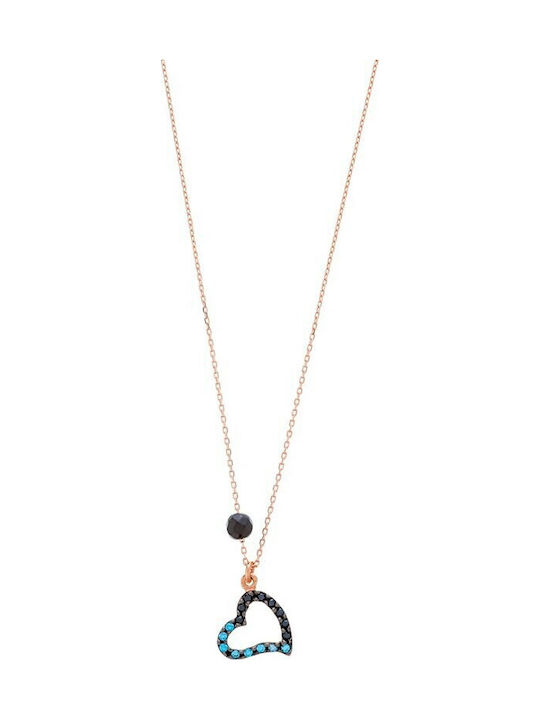 Vitopoulos Vitopoulos Roségold 14K Halskette mit Zirkon Blauer Vitopoulos Vitopoulos Roségold 14K Halskette mit Zirkon Blauer