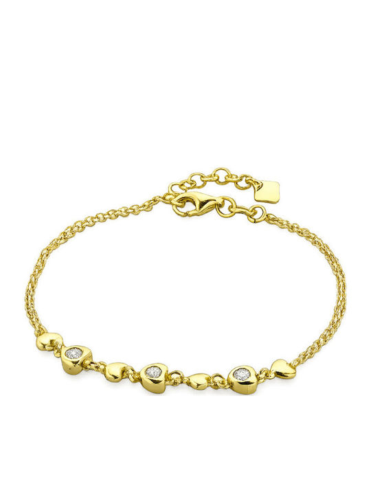 Vogue Women's Bracelet with Heart Design in Gold Plated Silver with Zircon