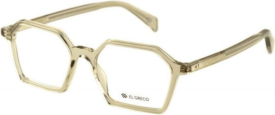 El Greco 9372 C5 Unisex Acetate Geometric Transparent Prescription Eyeglass Frames Skeleton