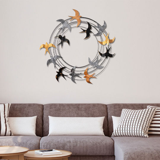 Megapap Wanddekoration Kranz Schwarz aus Stoff 87x87cm
