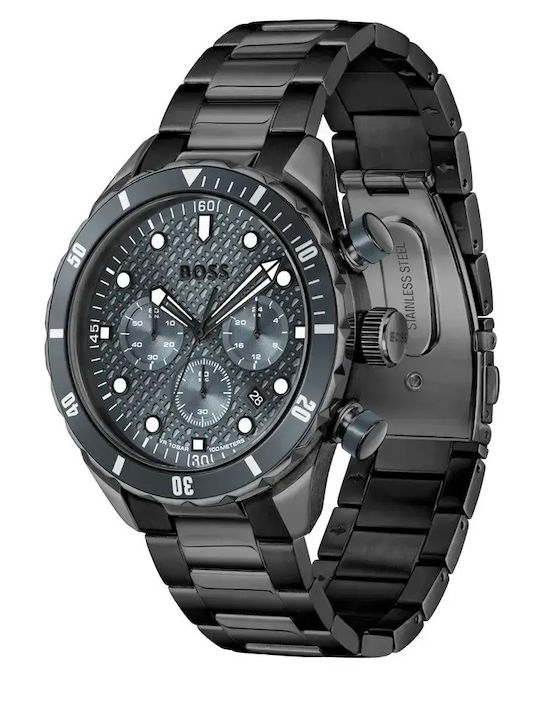 Boss Chromonatix Мъжки Часовник 44mm Хронограф На Батерия С Черна Стоманена Гривна