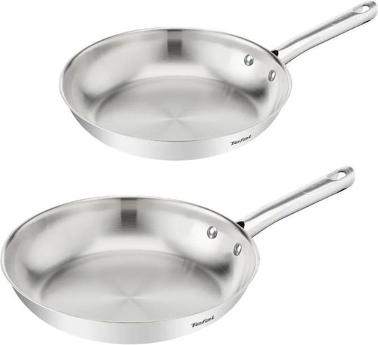 Tefal Duetto Σετ Τηγάνια από Ανοξείδωτο Ατσάλι με Αντικολλητική Επίστρωση 2 Σκευών