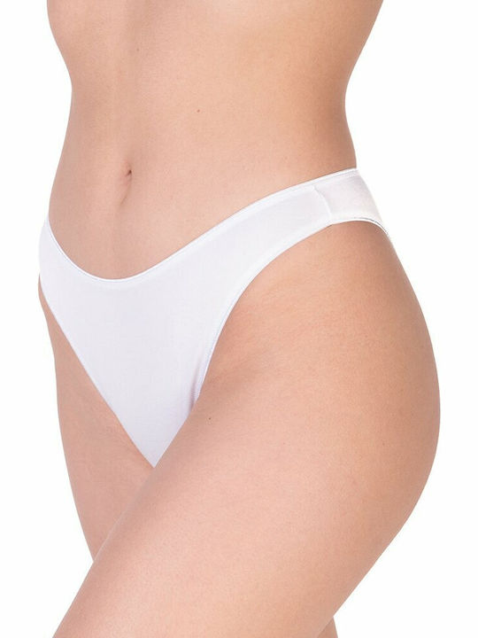 Baumwoll Hohe Taille Damen-Slip Brasil Weiß