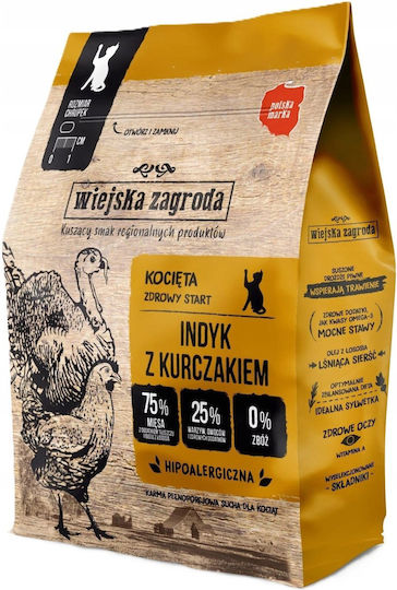 Wiejska Zagroda Dry Cat Food for Kittens Neutered Cats with Turkey Chicken 0.4kg