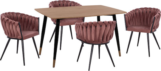 Esszimmermöbel-Set Aliza mit 4 Stücken 120x80cm