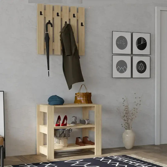 Mobilier de Hol cu Suport pentru Haine și Suport pentru Pantofi Culoare Stejar 69.8x33.6x60cm