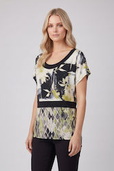 Be Cool Bluza Damă Crop Tricou Floral Verde Măsliniu Imprimeu Be Cool Bluza Damă Crop Tricou Floral Verde Măsliniu Imprimeu
