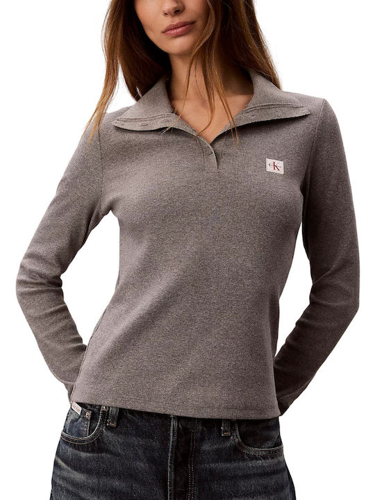 Calvin Klein Women's Long Sleeve Grey Top