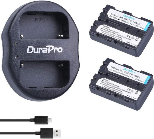 Set 2 Np-fm500h 1800 Mah Baterii Încărcător Dublu Sony Alpha Slt-a57 A58 A65 A65v A77 A77v A99 Clm-v55 Dslr-a100 A200 A300 A350 A450 A5000