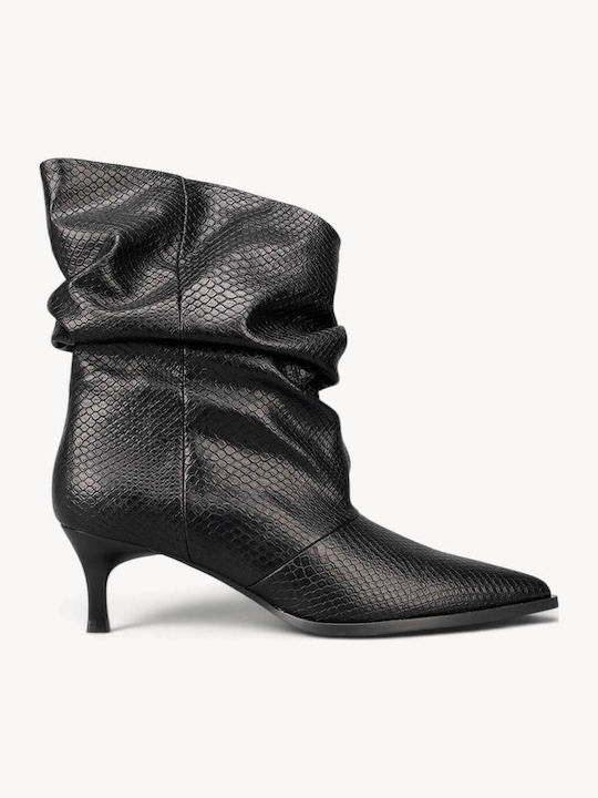Μαύρα Print Μποτάκια Snake Effect Draped Πτύχωση