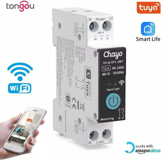 Tongou KWh Kilowatt Meter for Electrical Panel Rail Single-Phase Wi-Fi Tuya TO-Q-SY1-JWT-32A-CH