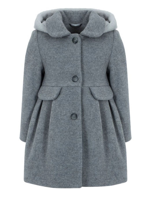 Kids Short Coat with Lining & Hood Grey