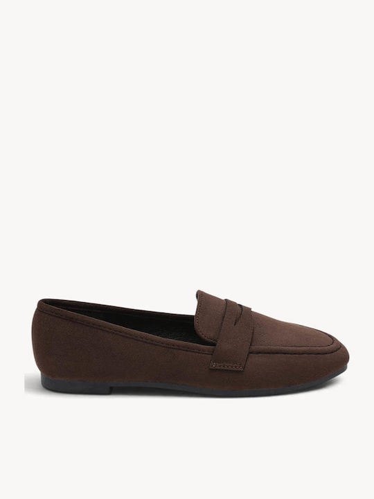 Loafers Suede Cu Textură Maro Detaliu Penny