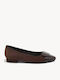 Brown Suede Ballerina Shoes Patent Cap Toe