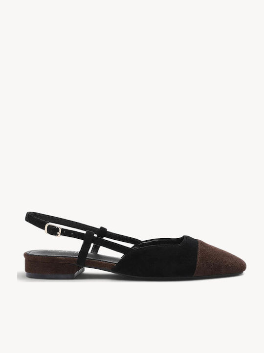 Black Slingback Ballerina Shoes Two-Tone Suede ...