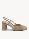 Beige Slingback Pumps Doppelter Textur Raffung